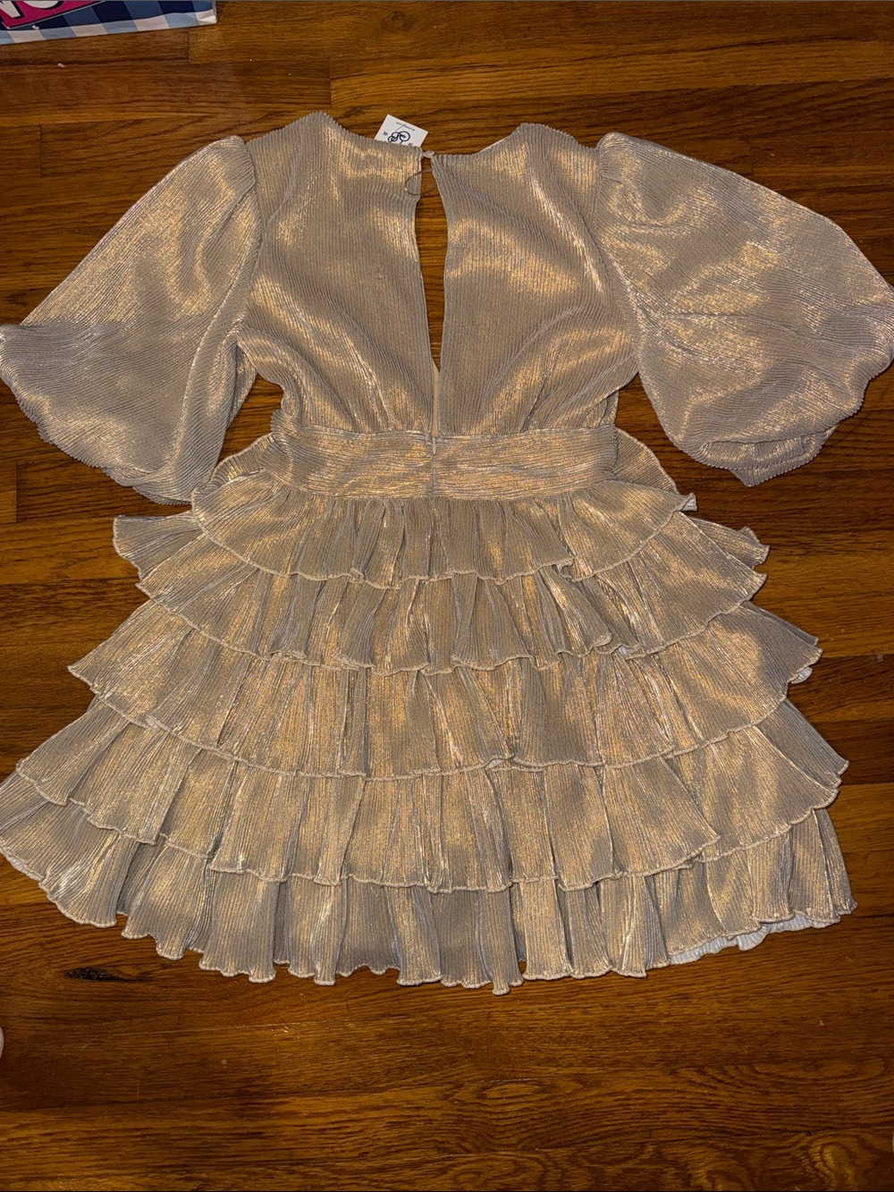 Metallic Gold Ruffle Dress - Picture 3 of 4